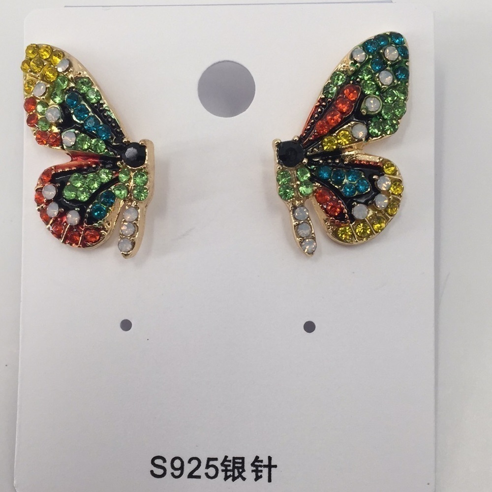 butterfly Earrings Rhinestone - Picture 7 of 9